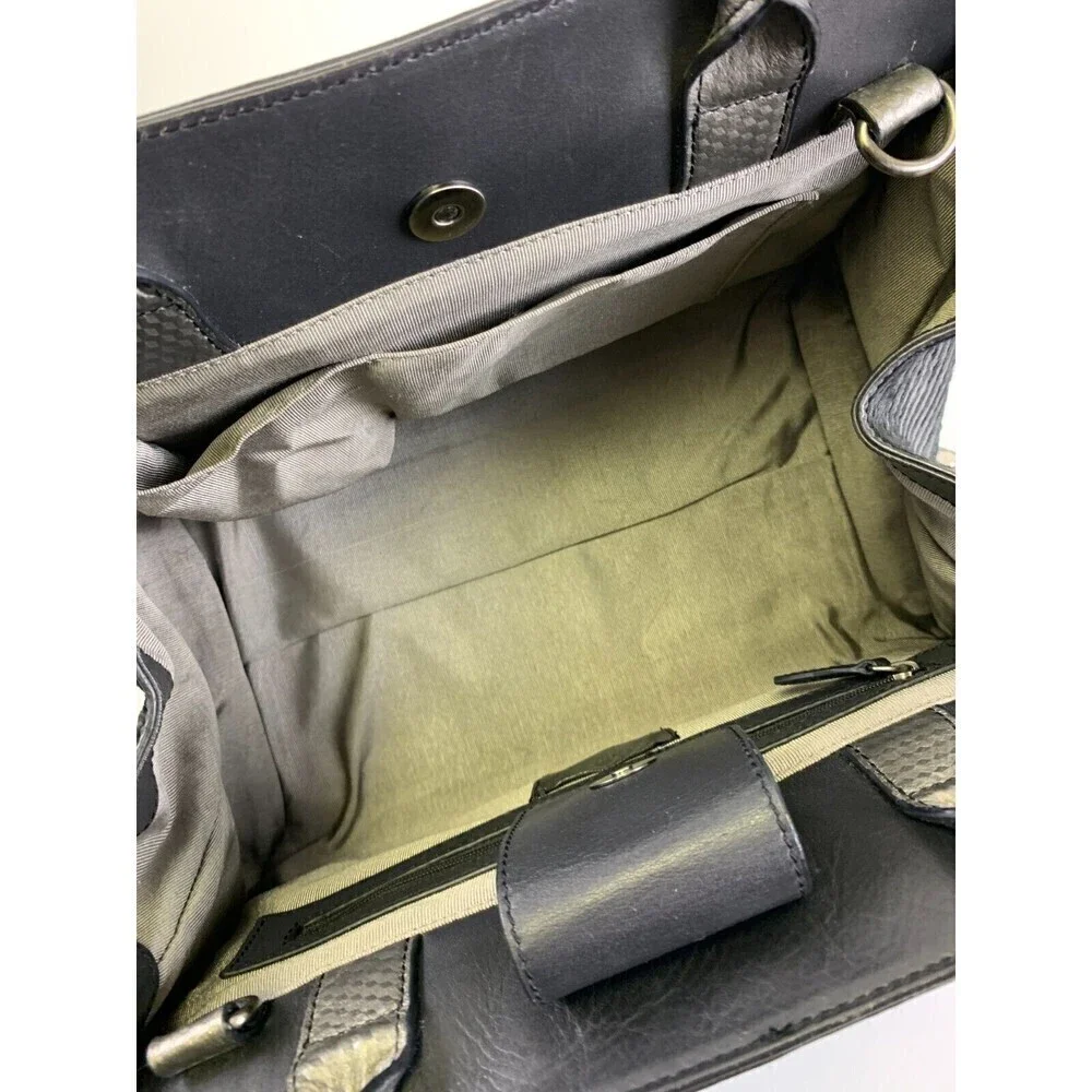 BOGO Zac Posen Satchel Purse Black Leather Fur Stripes Tote Crossbody Strap Snap - Picture 10 of 16